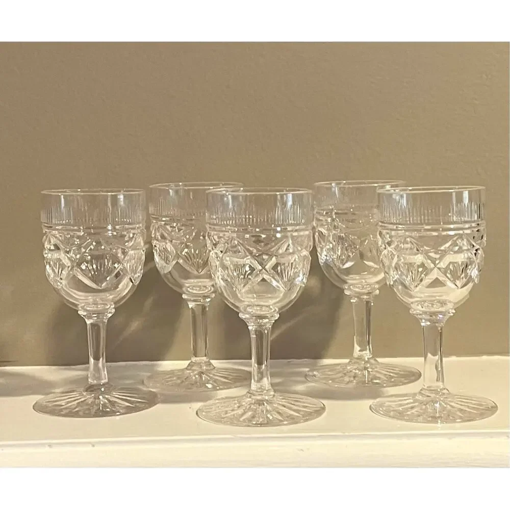 Vintage Etched Crystal Cordial Glasses, 3oz., Set of 5
